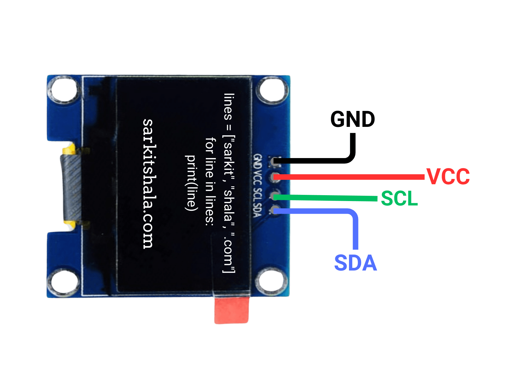 Interfacing Push Button With Oled -  Pin Diagram 
