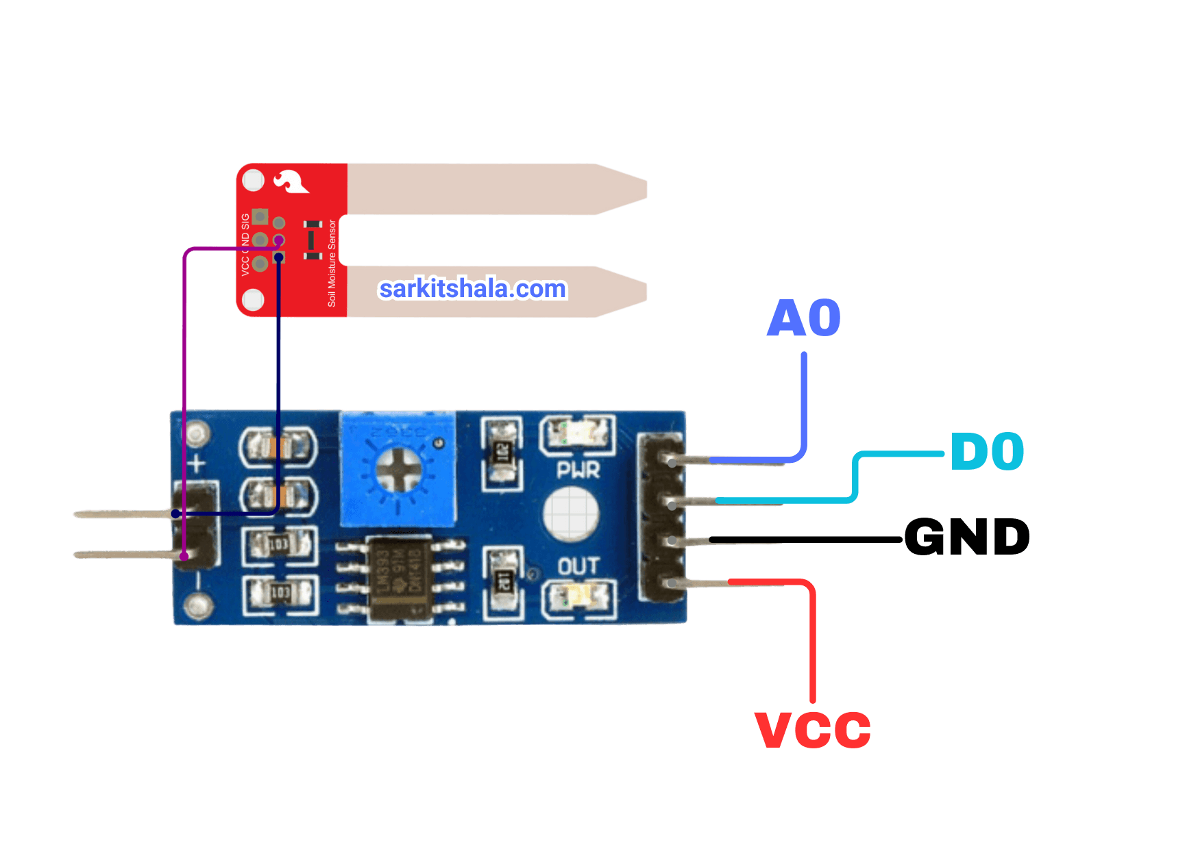Measure Soil Moisture Using Arduino -  Pin Diagram 