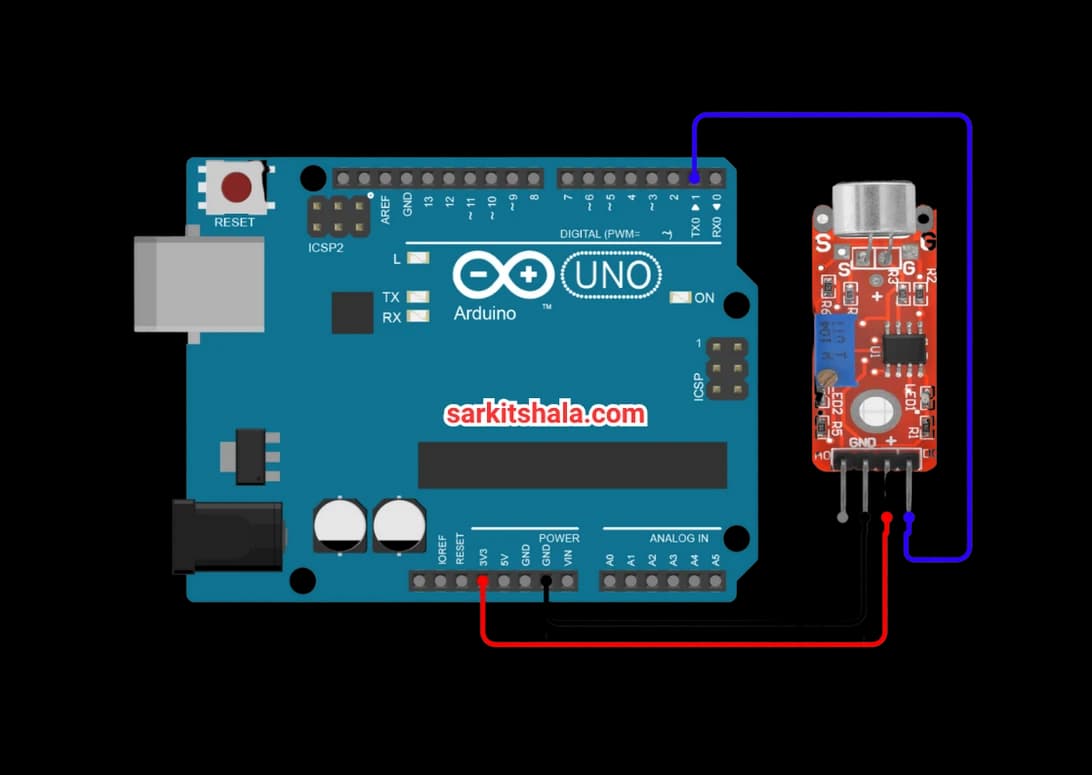 Interfacing Small Microphone Sound Detection Sensor Module with Arduino circuit